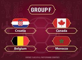 Vintage Flags of all participants of Group F, World Cup vector