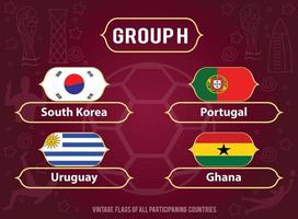 Vintage Flags of all participants of Group H , World Cup vector