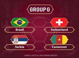 Vintage Flags of all participants of Group G , World Cup vector