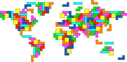 Vector world map colorful blocks