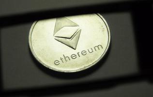 Close up of Ethereum Crypto Currency photo