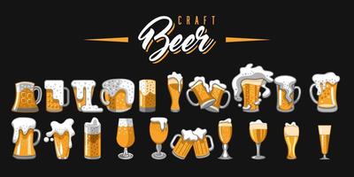 Beer mug set collection graphic clipart vector