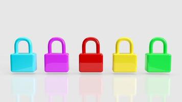 The multi color lock on white background  3d rendering photo