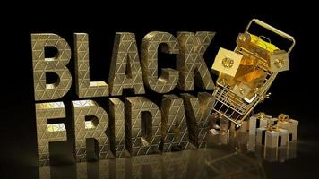 The gold shopping cart for Black Friday concept 3d rendering photo