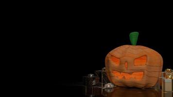 la calabaza de halloween y la caja de regalo renderizado 3d foto