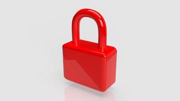 red color lock on white background  3d rendering photo