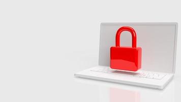 red color lock on white notebook  3d rendering photo