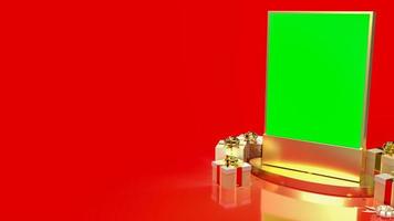 The gold advertising sign and gift box for promotion concept 3d rendering photo