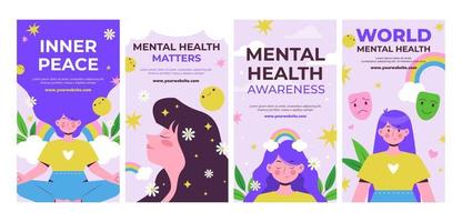 colección de pancartas para el día mundial de la salud mental vector