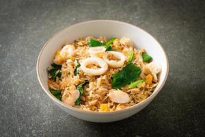 Fried rice with squid or octopus photo