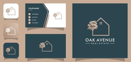 Vector graphic of home tree logo design with business card template