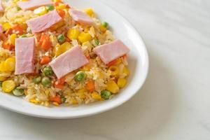 fried rice with ham and mixed vegetable photo