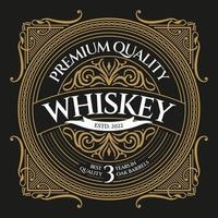 diseño de logotipo de tipografía victoriana vintage adornado de whisky con marco decorativo ornamental vector