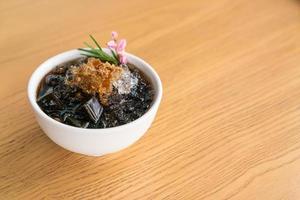 Grass jelly with ice and brown sugar photo