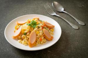 fried rice with sausage and mixed vegetable photo