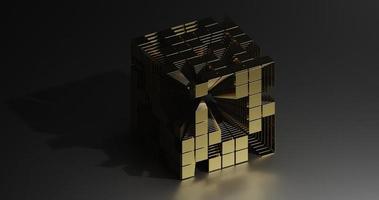 abstract background using cubes composed of overlapping square pattern facing outward with gold texture, 3d rendering and 4K size photo