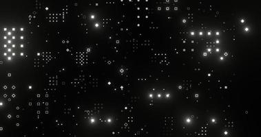 abstract background using circle, square, and point shapes with bright white gradient color and black background, 3d rendering, and 4K size photo