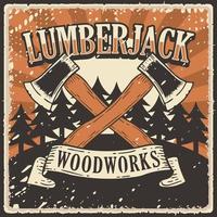 Retro vintage illustration vector graphic of Lumberjack woodworks fit for wood poster or signage