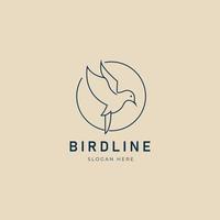 bird line art logo, icon and symbol, with emblem vector illustration design