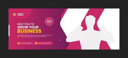 Marketing agency social media cover and banner template vector