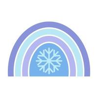 arco iris de invierno en estilo plano. linda ilustración en azul sobre el tema de navidad, año nuevo, invierno acogedor. para el diseño de tarjetas, estampados, estampados festivos, patrones, papel para envolver vector