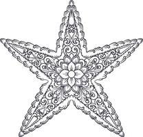 remolinos de lujo ornamento estrella de mar monocromo vector