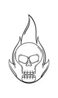 calavera dibujada a mano con fuego vector