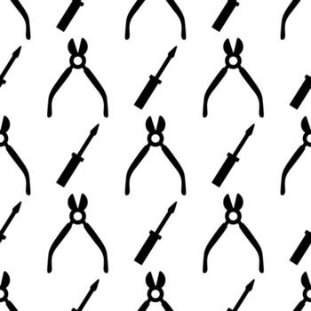 patrón de alicate y destornillador sobre fondo blanco. imagen vectorial para usar como impresión en ropa o fondo vector