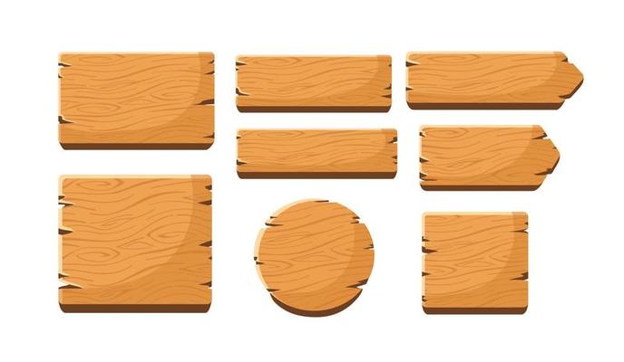 set of wooden sign board. vector illustration