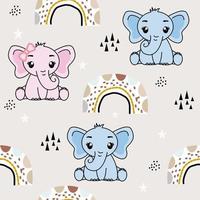 Seamless pattern with cute elephant, Creative childish texture. Great for fabric, textile Vector Illustration.