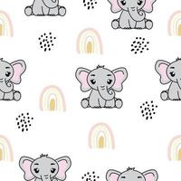 patrón sin costuras con elefante lindo, textura infantil creativa. genial para tela, ilustración vectorial textil. vector