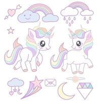 Cute unicorn element and cute items vector. vector