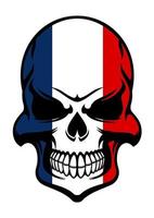 calavera en los colores de la bandera de francia vector