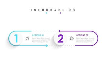 plantilla de diseño de etiquetas infográficas vectoriales con iconos y 2 opciones o pasos. se puede utilizar para diagramas de proceso, presentaciones, diseño de flujo de trabajo, banner, diagrama de flujo, gráfico de información.