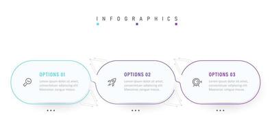 plantilla de diseño de etiquetas infográficas vectoriales con iconos y 3 opciones o pasos. se puede utilizar para diagramas de proceso, presentaciones, diseño de flujo de trabajo, banner, diagrama de flujo, gráfico de información. vector