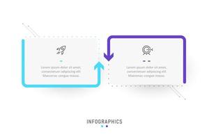 plantilla de diseño de etiquetas infográficas vectoriales con iconos y 2 opciones o pasos. se puede utilizar para diagramas de proceso, presentaciones, diseño de flujo de trabajo, banner, diagrama de flujo, gráfico de información.