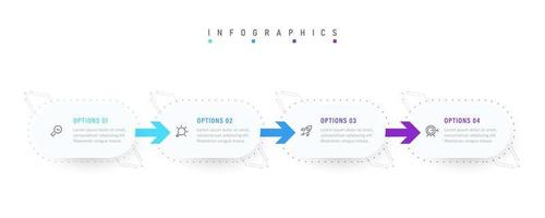 plantilla de diseño de etiquetas infográficas vectoriales con iconos y 4 opciones o pasos. se puede utilizar para diagramas de proceso, presentaciones, diseño de flujo de trabajo, banner, diagrama de flujo, gráfico de información. vector