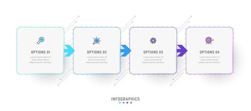 Vector Infographic label design template with icons and 4 options or steps. Can be used for process diagram, presentations, workflow layout, banner, flow chart, info graph.