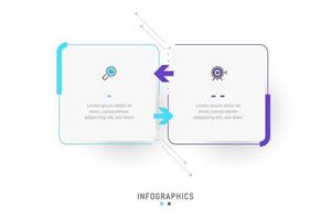 plantilla de diseño de etiquetas infográficas vectoriales con iconos y 2 opciones o pasos. se puede utilizar para diagramas de proceso, presentaciones, diseño de flujo de trabajo, banner, diagrama de flujo, gráfico de información. vector