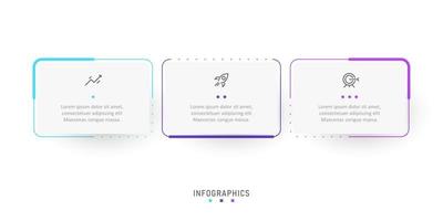 plantilla de diseño de etiquetas infográficas vectoriales con iconos y 3 opciones o pasos. se puede utilizar para diagramas de proceso, presentaciones, diseño de flujo de trabajo, banner, diagrama de flujo, gráfico de información. vector