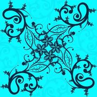 Vector floral ornament, Oriental fabric pattern, Vintage floral pattern. Black Textile and Mehndi design.