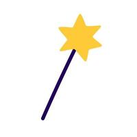 Fairy magic wand with star isolated on white background, Vector simple flat doodle illustration