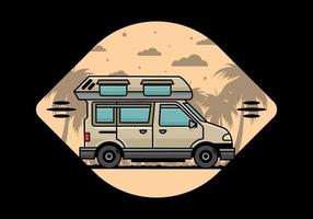 Van camper illustration badge design vector