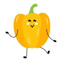 Bell pepper cute funny vegetable character. Hand drawn cartoon kawaii character illustration icon. Paprika vegetable character concept vector