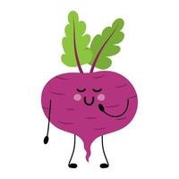 Beet cute funny vegetable character. Hand drawn cartoon kawaii character illustration icon. Beetroot vegetable character concept vector