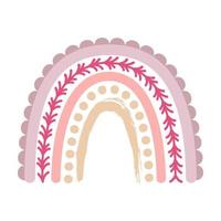 arco iris bohemio escandinavo aislado sobre fondo blanco. boho clipart dibujado a mano, decoración para niños con lindo arco iris. estilo etnico vector