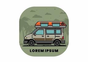 Van camper illustration badge design vector