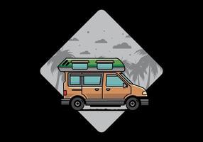 Van camper illustration badge design vector