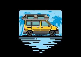 Van camper illustration badge design vector