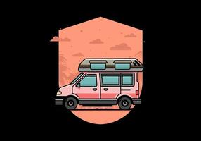 Van camper illustration badge design vector